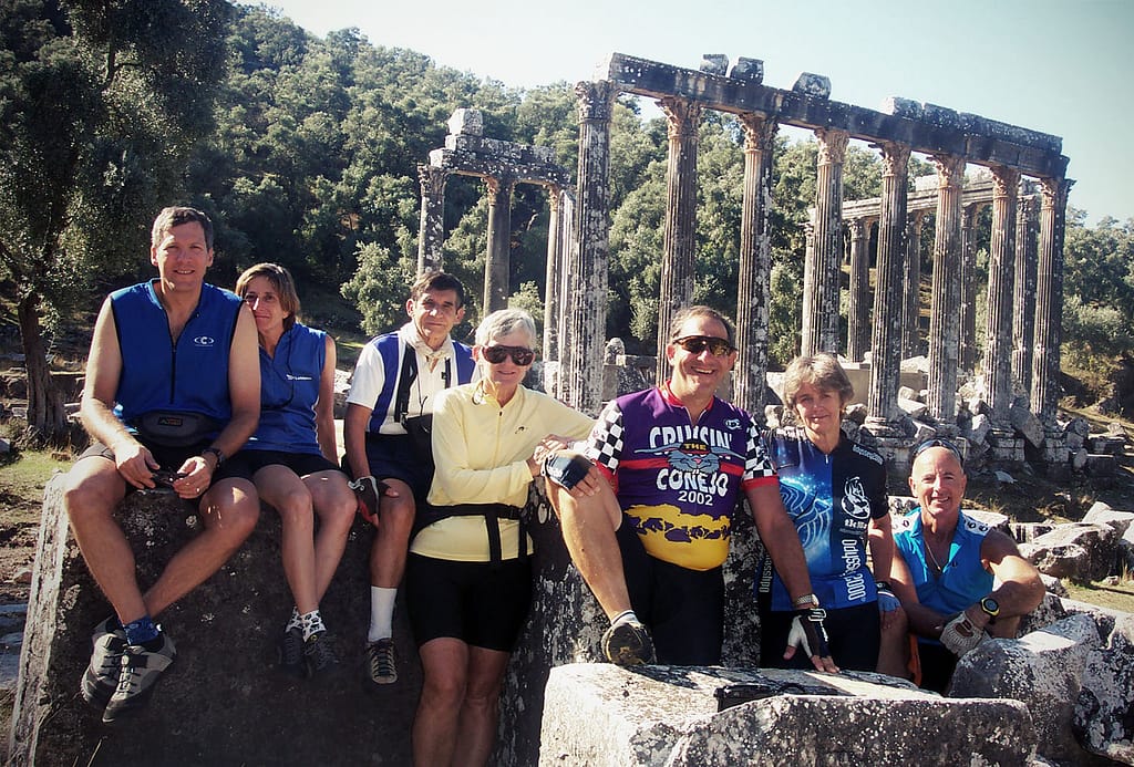 Cycling tour group at Priene, Turkey